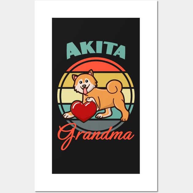 Akita Inu Grandma Dog puppy Lover Cute Mothers Day Wall Art by Meteor77